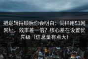 把逻辑捋顺后你会明白：同样用51网网址，效率差一倍？核心差在设置优先级（信息量有点大）