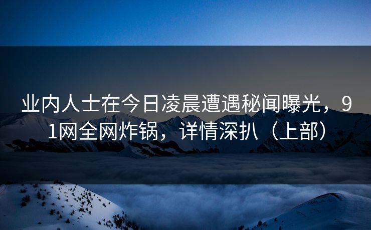 业内人士在今日凌晨遭遇秘闻曝光,91网全网炸锅,详情深扒(上部) 业内人士在今日凌晨遭遇秘闻曝光,91网全网炸锅,详情深扒(上部)