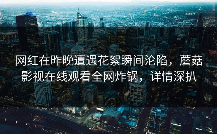 网红在昨晚遭遇花絮瞬间沦陷，蘑菇影视在线观看全网炸锅，详情深扒